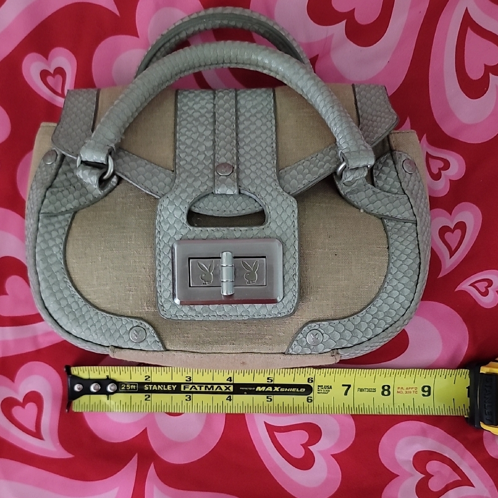 PlayBoy Gray Scale n Canvas Mini Handbag